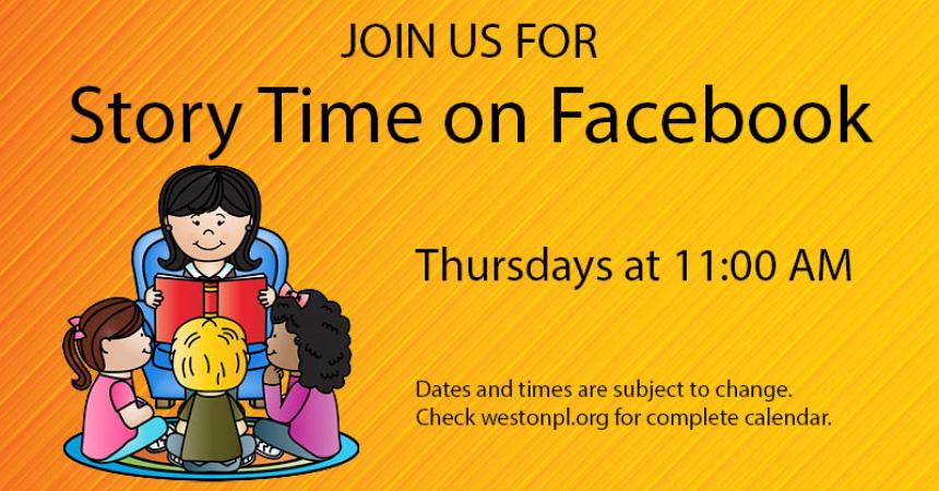 Join us for Storytime on Facebook Thursdays at 11:00 AM